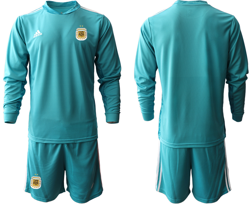 Men 2020-2021 Season National team Argentina goalkeeper Long sleeve blue Soccer Jersey